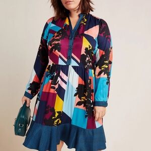 Anthropologie Gillian Abstract Shirtdress